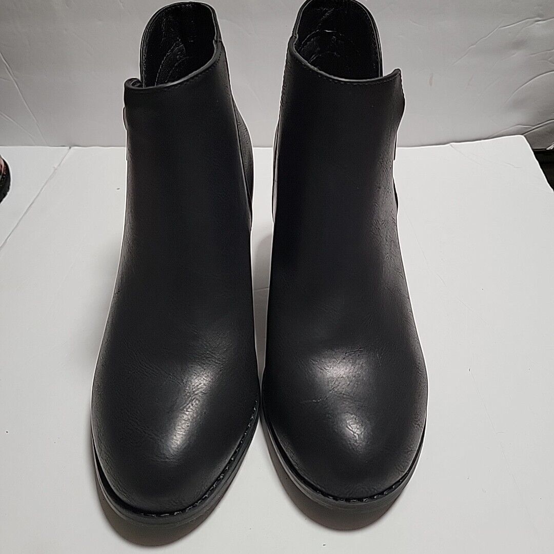 Luoika Women's Extra Wide Ankle Boots Mid Heel Side Zipper Booties Size 10.5